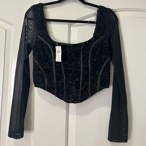 New with Tags Windsor black corset long sleeve crop top